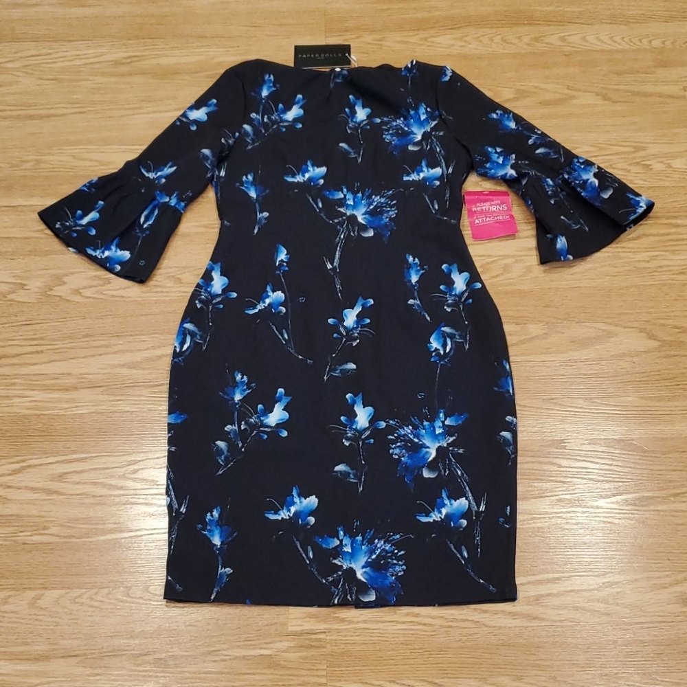 PAPER DOLLS - BLACK & BLUE FLORAL DRESS